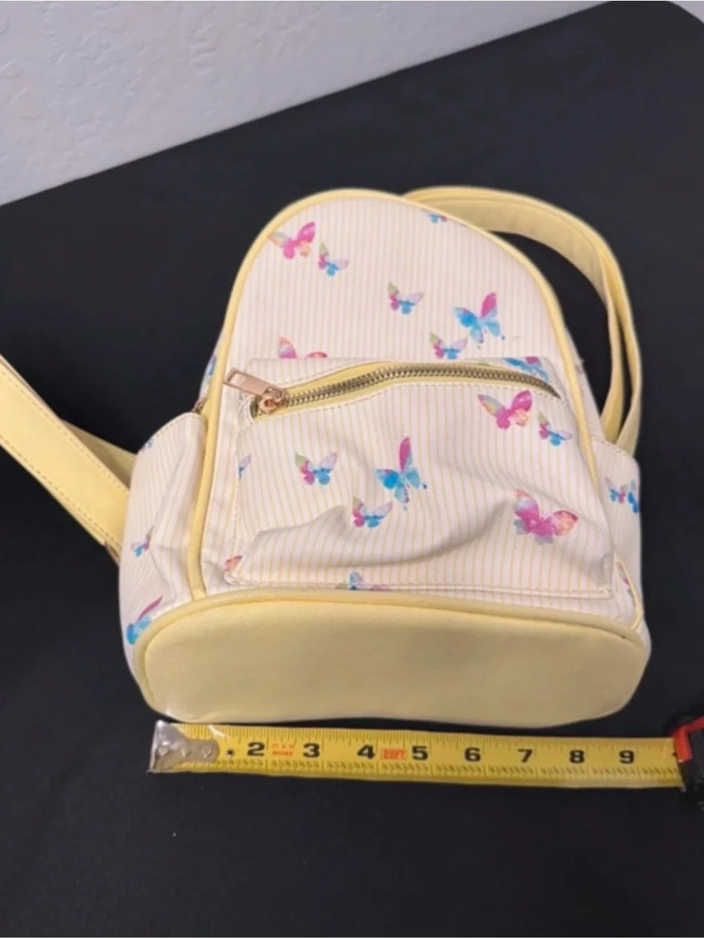 Like Dreams LD Women's Mini Backpack Yellow Butterfly PVC Adjustable Strap